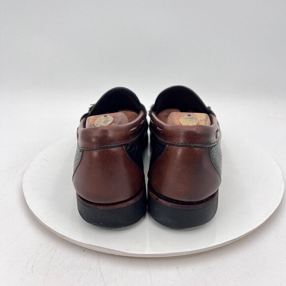 Allen Edmonds Nashua Men Size 9.5D Black Brown Leather Tassel Loafer Dress Shoes - Picture 6 of 14
